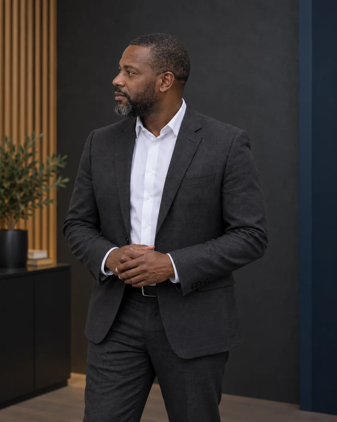 M & K property professional in an editorial office portrait