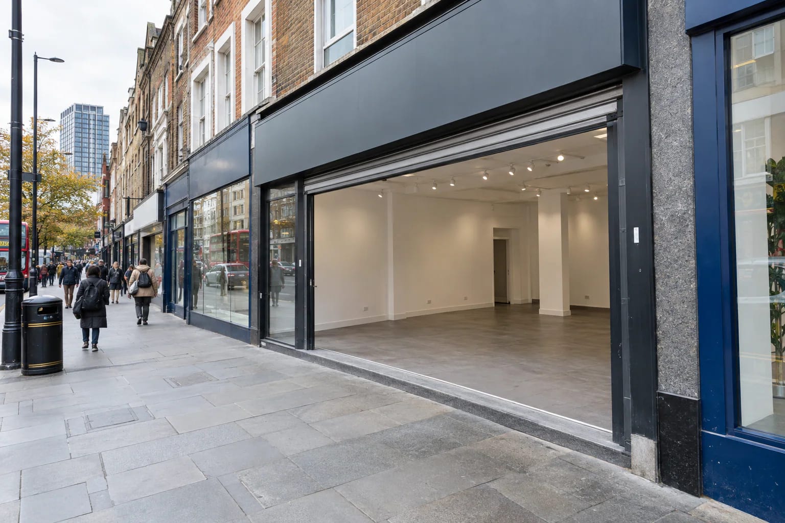 Modern shopfront on a busy South London high street