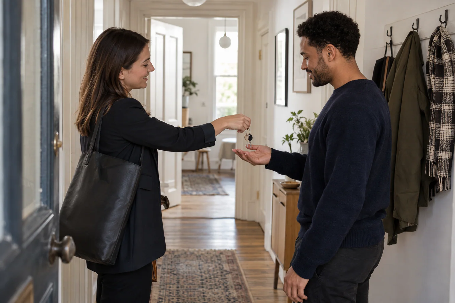 Tenant receiving keys to a newly let flat