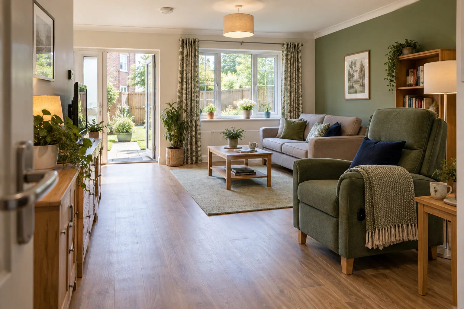 Accessible, freshly prepared living room ready for a supported living tenancy
