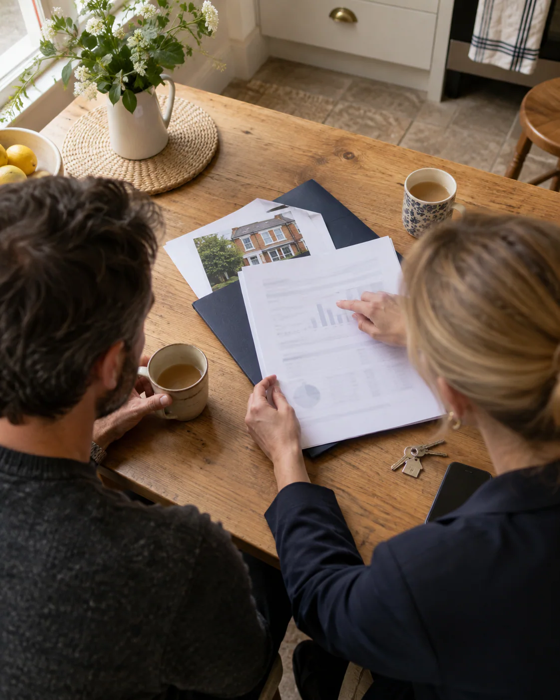 Landlord reviewing a monthly statement with a property manager